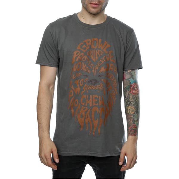 Star Wars Herr Chewbacca Text Head T-Shirt L Ljus Grafit Light Graphite L