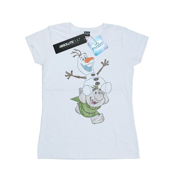Disney Dam/Kvinnor Frozen Olaf Och Troll Bomull T-shirt L Vit White L