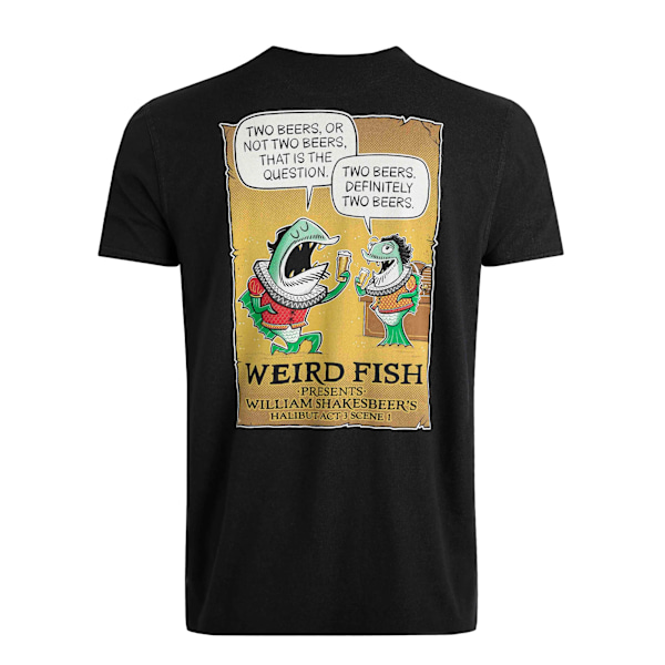 Weird Fish Herr T-shirt med tryck på ryggen, Two Beers, Marmorvätt, Storlek S, Svart Black S