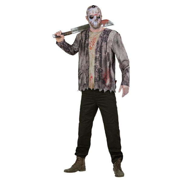 Fredagen den 13:e Jason Voorhees Kostym för män L Svart/Vit/Grå Black/White/Grey L