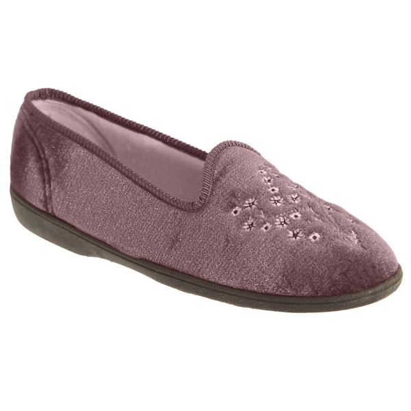 Sleepers Dam/Damer Nieta Enkla Broderade Tofflor 7 UK He Heather 7 UK