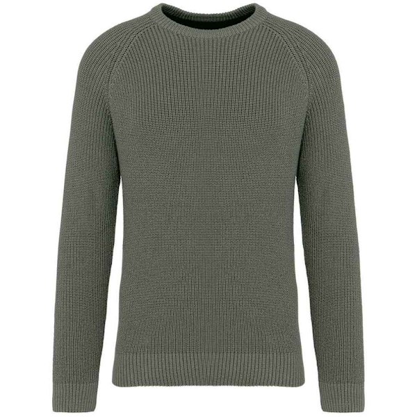 Native Spirit Herr Sweatshirt i grovstickad modell för män, M, ekologisk kaki Organic Khaki M