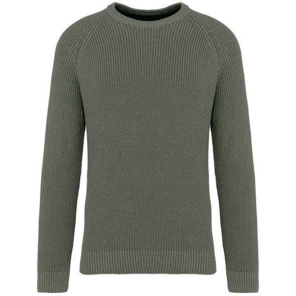 Native Spirit Herr Sweatshirt i grovstickad modell för män, M, ekologisk kaki Organic Khaki M