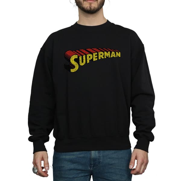 DC Comics Superman Telescopic Crackle Logo Sweatshirt XL B Black XL