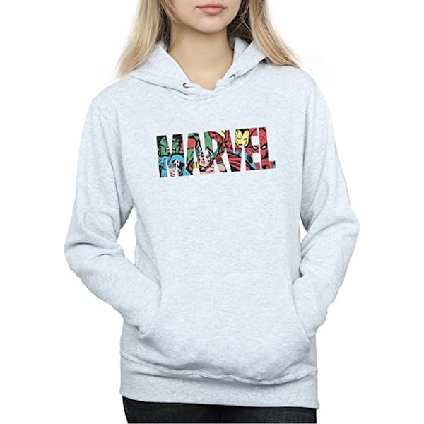 Marvel Comics Dam/Damer Infill Logo Heather Hoodie M Grå Grey M