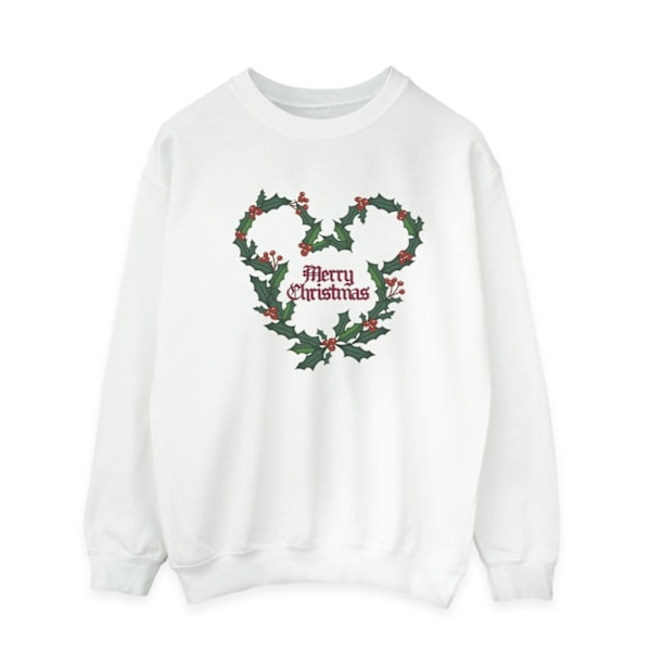 Disney Herr Mickey Mouse God Jul Holly Sweatshirt M Vit White M