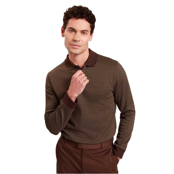 Ted Baker Herr Jacquard Långärmad Pikétröja M Brun/Tan Brown/Tan M