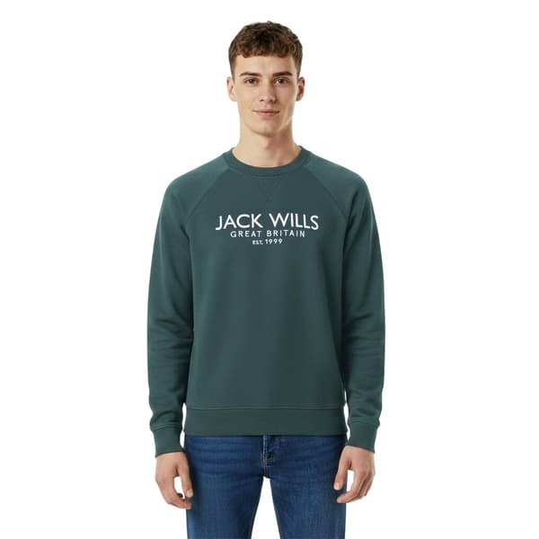 Jack Wills Herr Belvue Broderad Logotyp Tröja L Pine Pine L