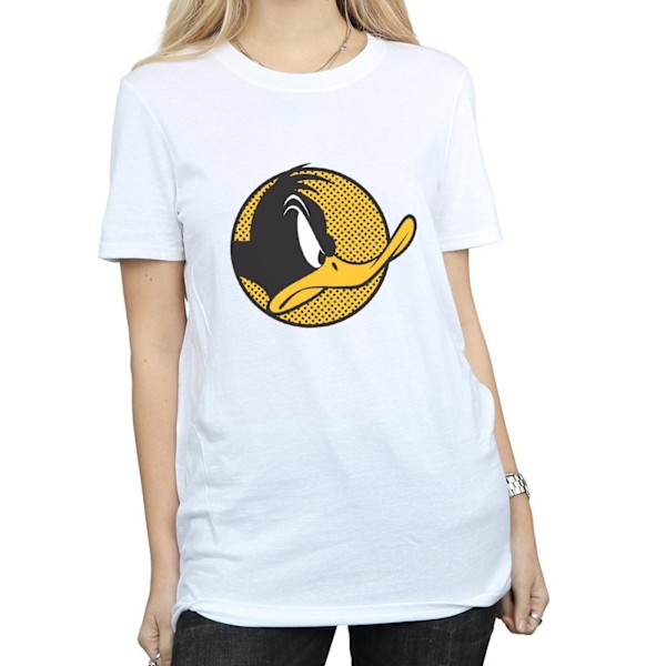 Looney Tunes Dam/Damer Daffy Duck Prickig Profil Bomull Pojkvän T-shirt White XXL