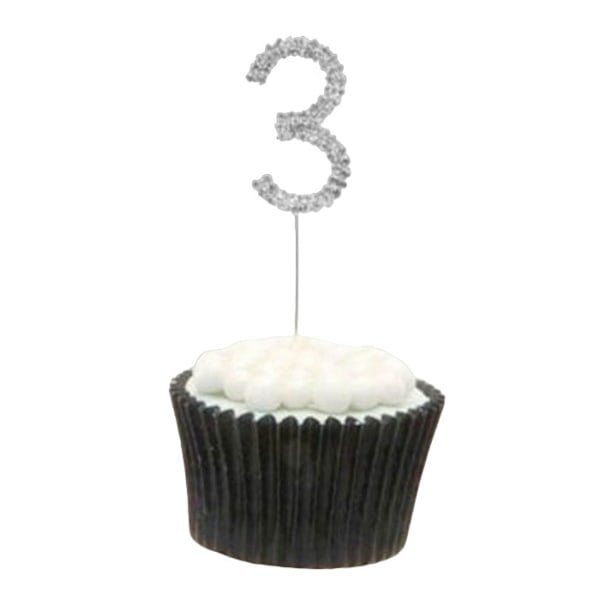 Apac Rhinestone 3:e födelsedagstårta Topper One Size Silver Silver One Size
