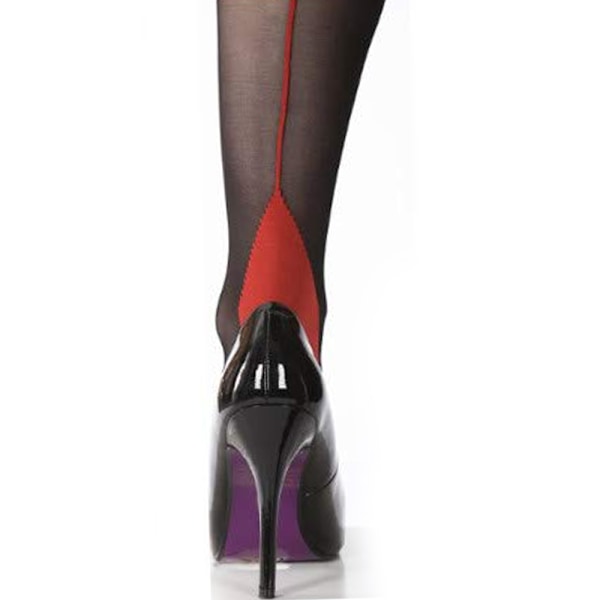Silky Damstrumpor för kvinnor/damer med skarv baktill (1 par) Medium Black/Red Medium (5ft-5ft8”)