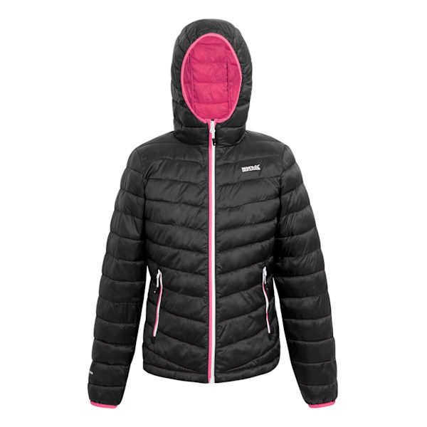 Regatta Dam/Kvinnor Hillpack II Huvförsedd Vadderad Jacka 10 UK Bl Black/Pink Potion 10 UK