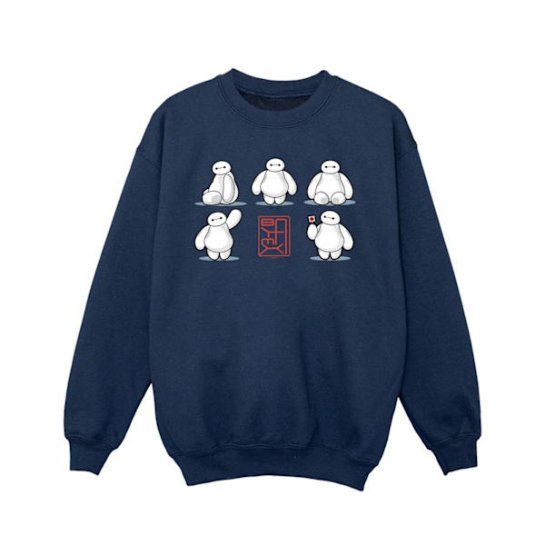 Disney Girls Big Hero 6 Baymax Många Poser Sweatshirt 9-11 År Navy Blue 9-11 Years