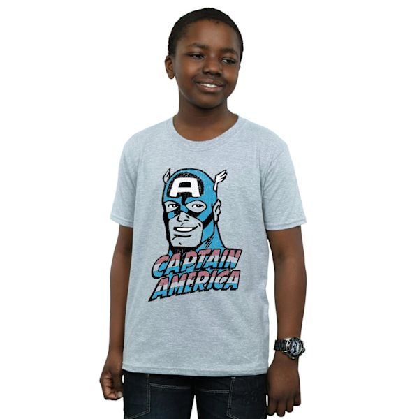 Marvel Boys Captain America Distressed T-Shirt 12-13 år Spor Sports Grey 12-13 Years