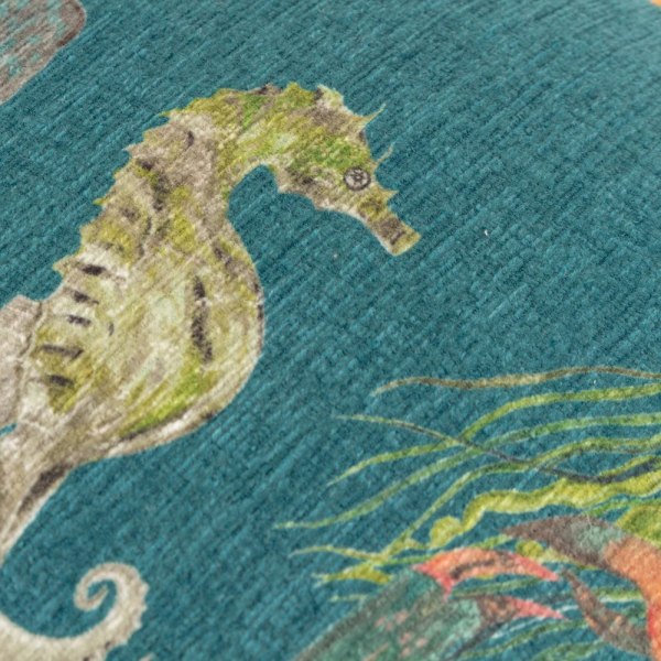 Wylder Tropics Abyss Chenille Sea Creatures Cover 50cm Ocean Blue 50cm x 30cm