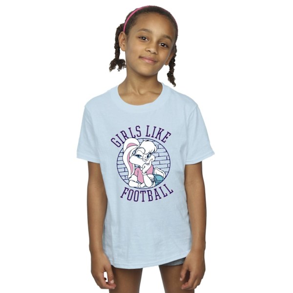 Looney Tunes Girls Lola Bunny Girls Like Football Bomull T-Shir Baby Blue 9-11 Years