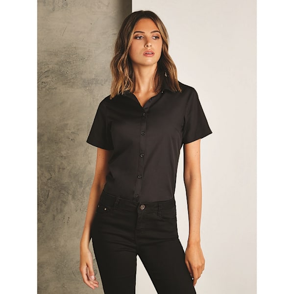 Kustom Kit Dam/Kvinnor Kortärmad Poplin Skjorta 6 Svart Black 6