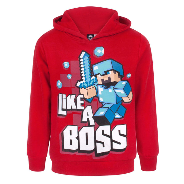Minecraft Boys Like A Boss Hoodie 5-6 år Röd/Blå/Vit Red/Blue/White 5-6 Years