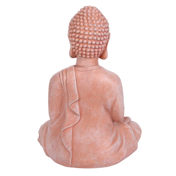 Något Annorlunda Sittande Buddha Terrakotta Effekt Trädgårdsstaty Pink One Size