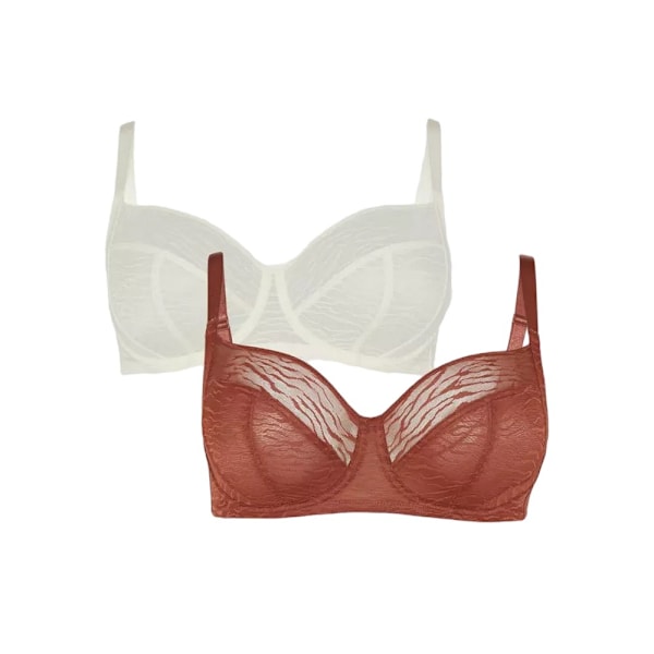 Underbar Dammode/Dam Djurmönstrad Mesh BH (2-pack) 34FF T Tan/White 34FF