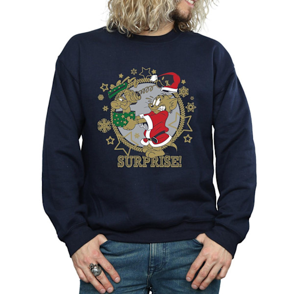 Tom And Jerry Herr Jul Surprise Sweatshirt M Marinblå Navy Blue M