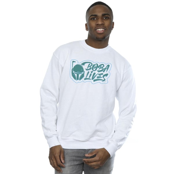 Star Wars Mens The Book Of Boba Fett Lives Chest Sweatshirt 3XL White 3XL