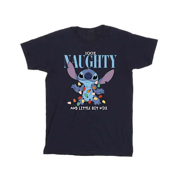 Disney Girls Lilo & Stitch Naughty & Nice Bomull T-shirt 5-6 år Navy Blue 5-6 Years