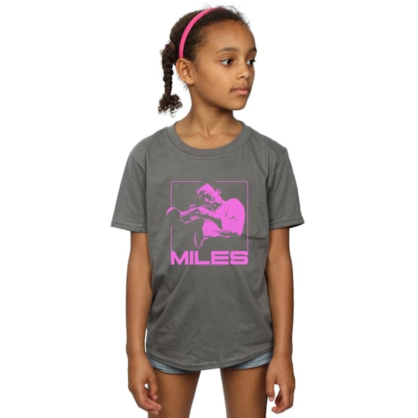 Miles Davis Girls Pink Square Bomull T-Shirt 5-6 År Charcoal Charcoal 5-6 Years