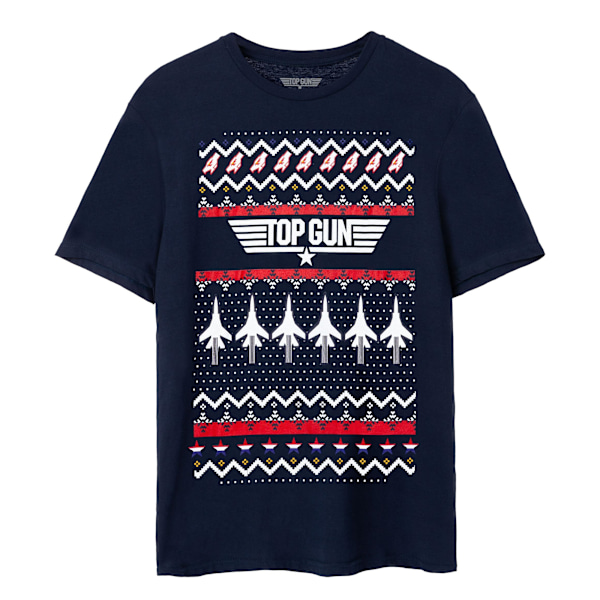 Top Gun Fair Isle Jul T-shirt L Marinblå Navy L