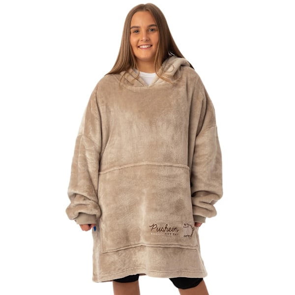 Pusheen Dam/Kvinnor Broderad Hoodiefilt En Storlek Brun Brown One Size