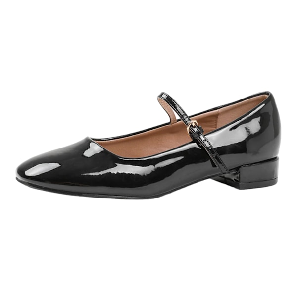Where's That From Dam/Damer Minsk Lackläder Spänne Detalj Låg Klack Pumps 8 UK Svart Black 8 UK