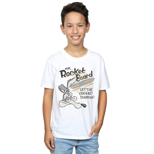 Looney Tunes Boys Wile E Coyote Rocket Board T-Shirt 7-8 år White 7-8 Years