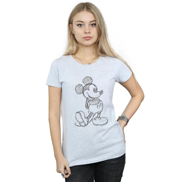 Disney Womens/Ladies Mickey Mouse Sketch Kick Cotton T-Shirt XL Sports Grey XL