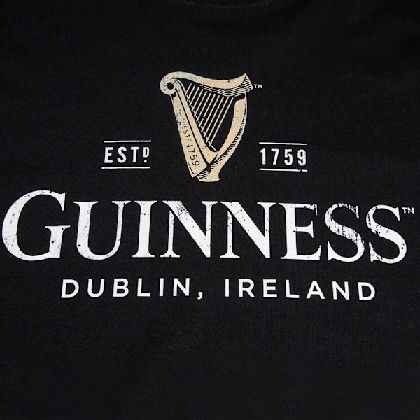 Guinness herr Harp långärmad T-shirt XXL svart/vit/guld Black/White/Gold XXL