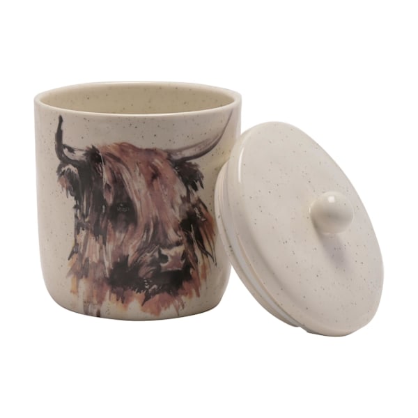 Meg Hawkins Förvaringsburk - Highland Cow 14 x 14 x 13 cm En White One Size