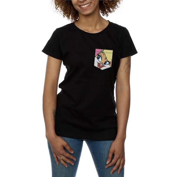 Looney Tunes Dam/Damer Lola Bunny Ansikte Faux Fick Bomull T-shirt Black S