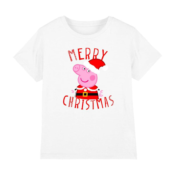 Greta Gris Barn/Kids God Jul T-Shirt 12-13 År Vit White 12-13 Years