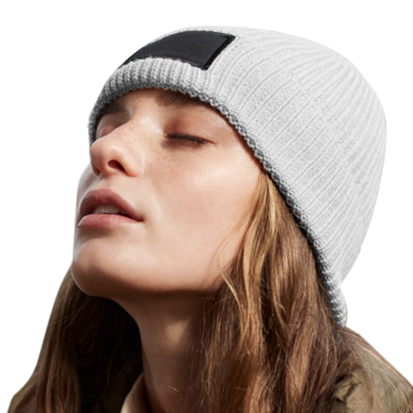 Beechfield Fashion Woven Patch Beanie One Size Light Grey/Black Light Grey/Black One Size