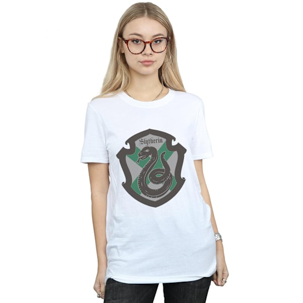 Harry Potter Dam/Kvinnor Slytherin Crest Flat Bomull Boyfrien White XL