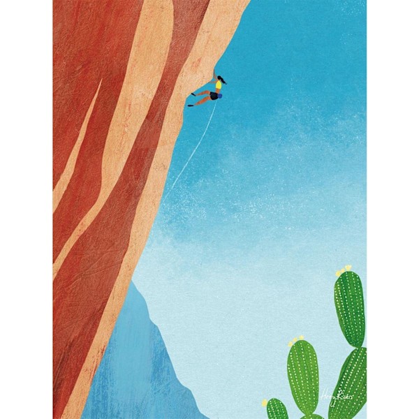 Henry Rivers Canyon Climb Canvas Print 50cm x 40cm Blå/Brun/Grön Blue/Brown/Green 50cm x 40cm