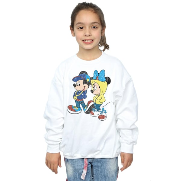 Disney Girls Mickey och Minnie Mouse Pose Sweatshirt 9-11 år White 9-11 Years