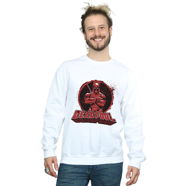 Marvel Herr Deadpool Korsa Armar Logotyp Sweatshirt L Vit White L