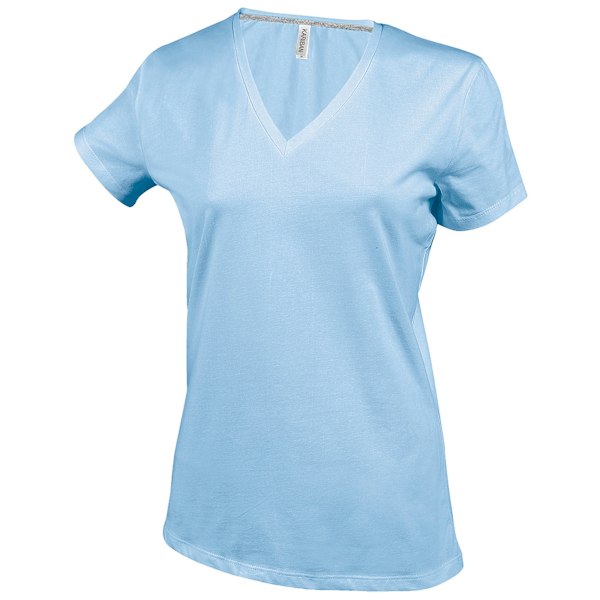 Kariban Dam/Kvinnlig Feminint Passform Kortärmad V-ringad T-shirt Sky Blue S