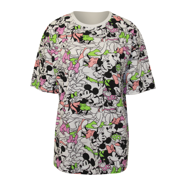 Disney T-shirt i överdimensionerad storlek för kvinnor/damer Musse Pigg och vänner White/Pink/Black S