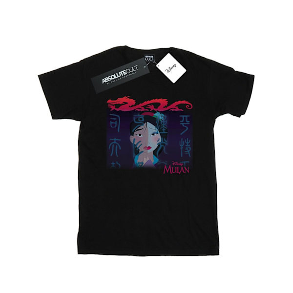 Disney Girls Mulan Geisha Face Bomull T-shirt 9-11 år Svart Black 9-11 Years