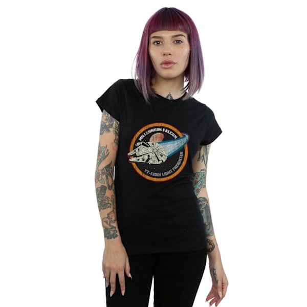 Star Wars Dam/Kvinnor Millennium Falcon Badge Bomull T-shirt Black L