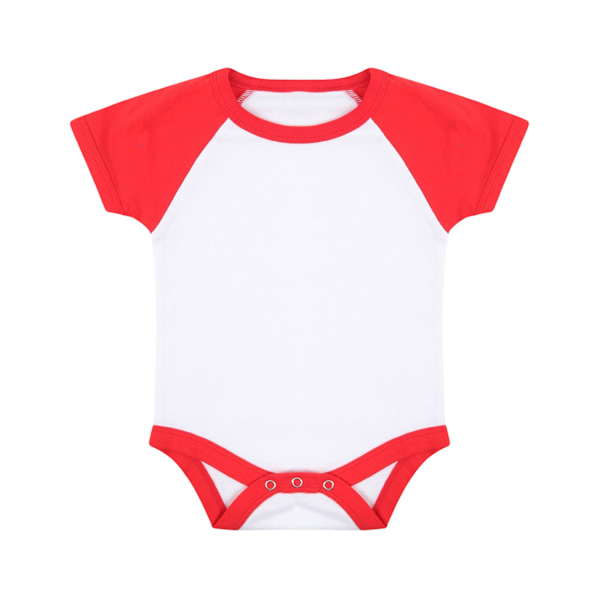 Larkwood Baby Boys/Girls Essential Short Sleeve Baseball Bodysuit White/Red 6-12 Months