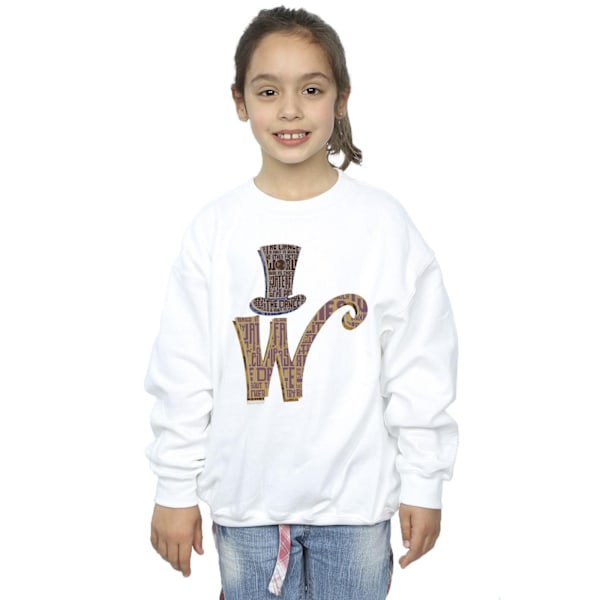 Willy Wonka Girls W Logo Hat Sweatshirt 12-13 år Vit White 12-13 Years