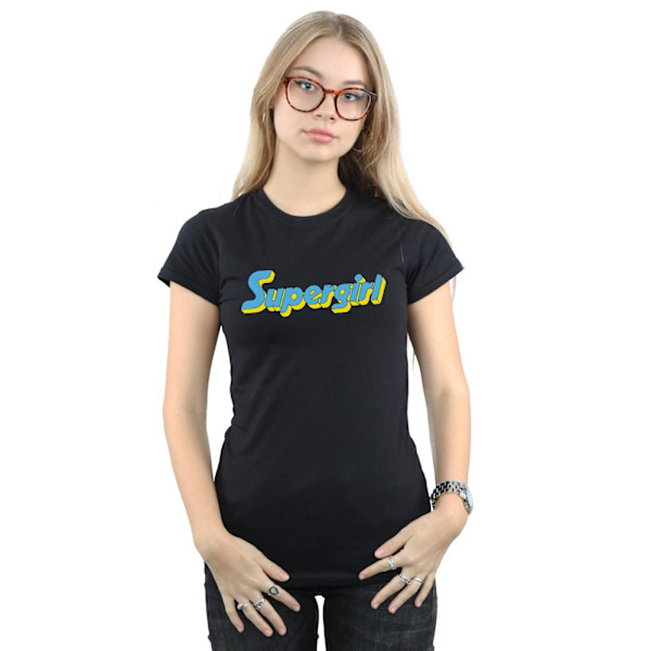 DC Comics Dam/Kvinnor Supergirl Text Logo Bomull T-shirt XL B Black XL