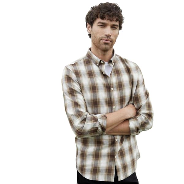 Threadbare Herr Rutig Regular Skjorta XL Choklad Chocolate XL